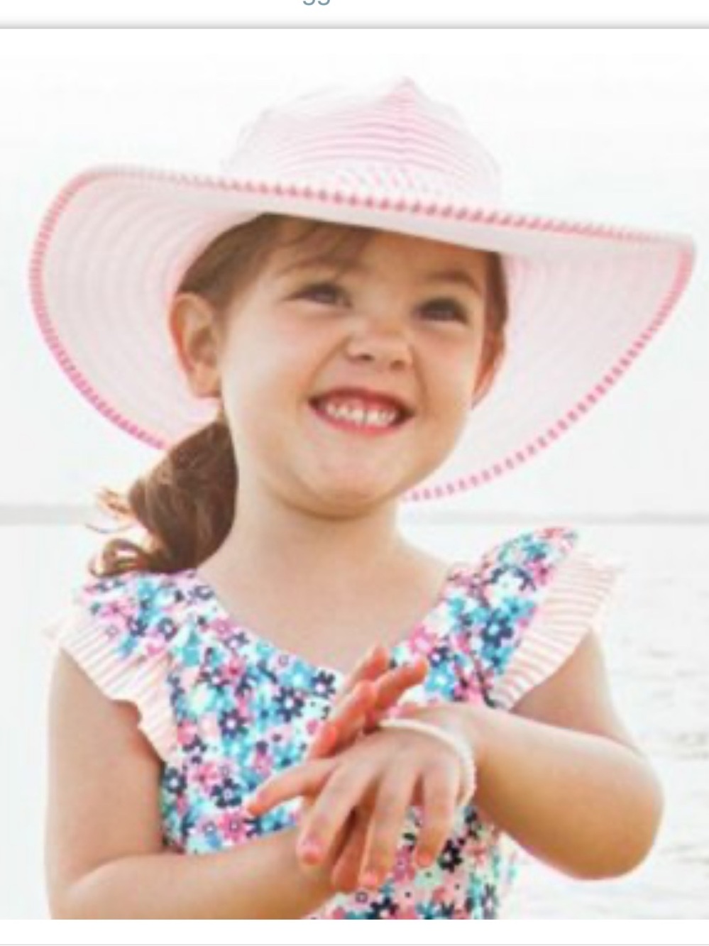 Ruffle Butts Pink and White Seersucker Striped Sun Hat